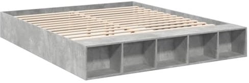 vidaXL Bettgestell, Bett mit Stauraum für Schlafzimmer, Bettrahmen mit Lattenrost, Schlafzimmerbett Doppelbett, Betongrau 200x200cm Holzwerkstoff