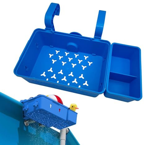 1/2 set cestello portaoggetti a bordo piscina per binari superiori da 3 pollici più piccoli, per piscina fuori terra, cestino leggero per giocattoli da appendere alla piscina organizer