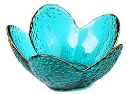 Romantic LOVE Phnom Penh Bol En Verre Bol À Dessert Nid D'oiseau Saladier Assiette De Fruits Bol À Pétales Transparent Bol À Petit Déjeuner Bol À Crème Glacée (Mini,Bleu)