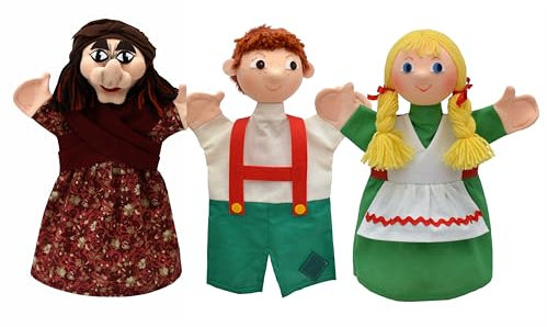 3er Set Handpuppen Kasperlefiguren Hänsel und Gretel 3 TLG., Mehrfarbig, für Kasperletheater