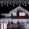 DBFAIRY Eiszapfen Outdoor Weihnachtslichter, 6M 300 LED Eisregen Lichterkette Batteriebetrieben mit Fernbedienung Wasserdicht Vorhang Lichterkette für Fenster Pavillon Balkon Traufe Dekor - Kaltweiß