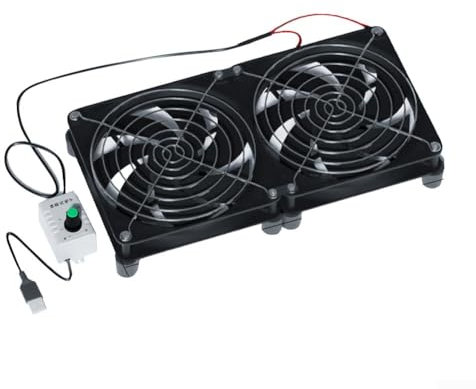 Ventilador de refrigeración USB, doble fila 2 en 1 con velocidad continua, ventilador USB para computadora, 5 V, silencioso, 3000 rpm, para gabinete/router/portátil/caja de TV (12 cm, 2 ventiladores)