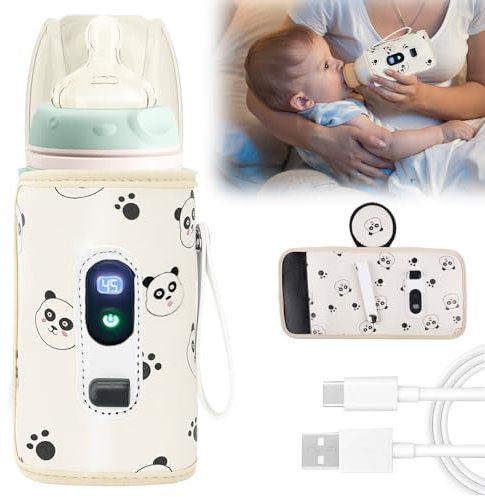 BAIFULAI scaldabiberon per bambini, in viaggio, portatile, con display LCD, 21 temperature regolabili, ricarica USB, per la casa, per tutte le bottiglie