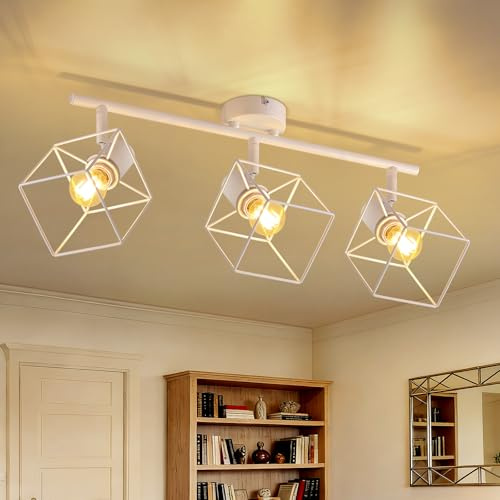 Homefire Deckenstrahler Deckenlampe 3 Flammig - E14 Deckenspots | Deckenleuchte Weiß 350° Schwenkbar Modern Wohnzimmerlampe Küchenlampe Flurlampe für Schlafzimmer Büro - Ohne Leuchtmittel