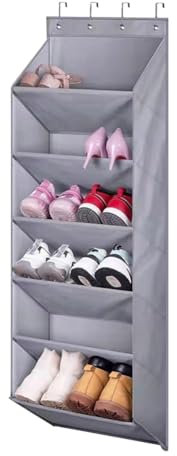 Schuhregal Tür Hängend, 6 Regal über Tür Schuhorganizer mit Großen Tiefen Taschen, Organizer über der Tür für Schuhe für 12 Paar Schuhe, Schuhregal Hängend für Stiefel im Wohnmobil Schlafsaal Schrank