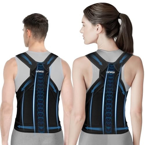 Rücken Geradehalter Rückenstützgürtel Haltungskorrektur Damen: Haltung Korrektur Gurt für Herren - Verstellbare Back Support Corrector - Haltungstrainer Rückengurt für Schulter Nacken - Schwarz M
