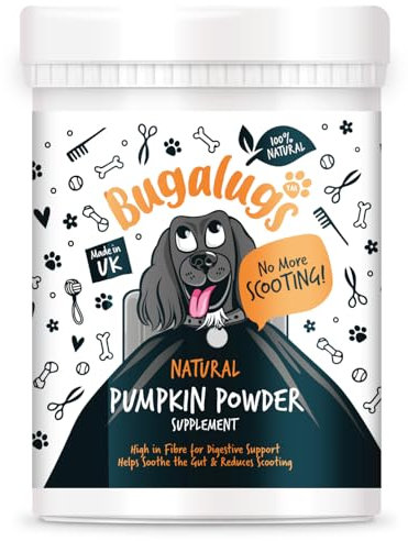 Bugalugs Pumpkin Powder For Dogs- 100% Pure Pumpkin Powder Dog Food Topper, Pumpkin Puree Powder Naturally Rich in Prebiotics & Fibre for Dogs Gut Health & Healthy Stools 200g
