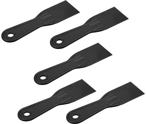 JIYIN 5 PCS Plastic Putty Knife, 2 Inch Black Flexible Plastic Paint Scraper Tool for Taping Drywall Wall Painting Putty Knife Set Plastic Spreader Spackle Tool for Spackling Patching