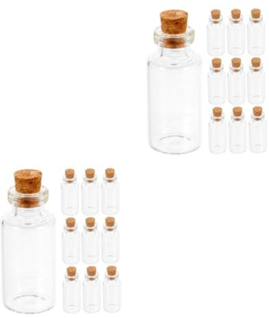 Cabilock 2 Sätze Transparente Wunschflasche Prime-flasche Alkohol Soda Kleine Sektflaschen Kleine Flaschen Transparente Handwerksflasche Aus Glas Diy-flasche Holz 24 Stück * 2