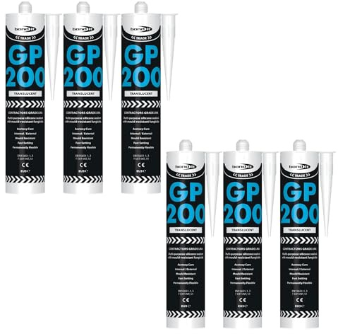 Bond It GP200 General-Purpose Silicone Sealant – 6x Translucent, 275ml | Premium Silicone Fast-Setting – Mould-Resistant – Flexible | Sealant for Home – Kitchens – Bathrooms – Showers – & DIY Projects