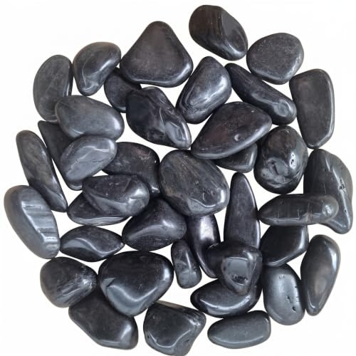 Polierte Deko-Kieselsteine Schwarz 3-5 cm | Garten-Zierkies 5 kg | Für Vasen, Blumentöpfe, Teich & Aquarium | Flusskiesel als edler Blickfang mit glänzender Optik zur kreativen Gestaltung