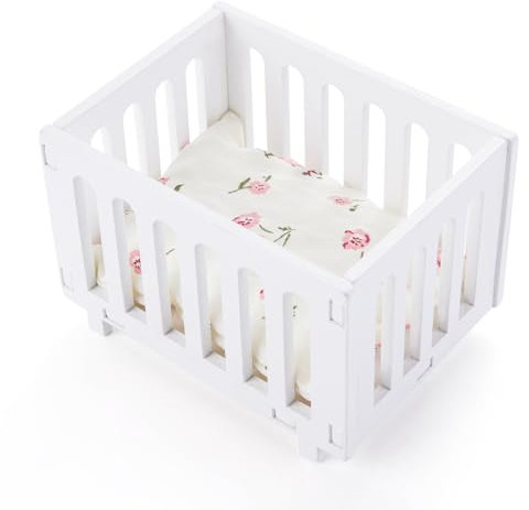 Minamzee 1:12 Lettino, Miniatura In Legno Con Biancheria, Modello Per Bambole, Accessori Per Animali Domestici In Miniatura