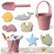 11 PCS / Set Sand Toys de qualité alimentaire Les jouets de plage en silicone coloré avec sac en mesh incluent la pelle, le seau, les moules sable et les voitures aléatoires boîte étanche pour le