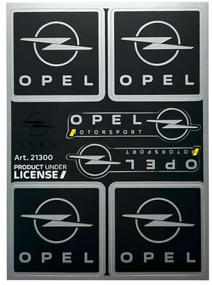4R Quattroerre.it Aufkleber-Set für Opel Motorsport, Logo Schwarz und Chrom, Lizenziertes Produkt, 94 x 131 mm (6 Aufkleber)