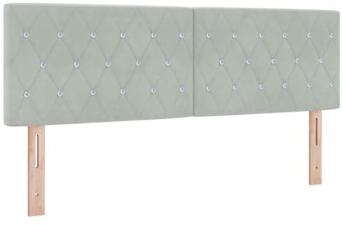 vidaXL Velvet Headboard Argyle with Headboard Light Grey 160 cm Velvet, Adjustable Headrests, Plush Bedroom Accessory, Contemporary Furniture, Customizable Design, Home Accent