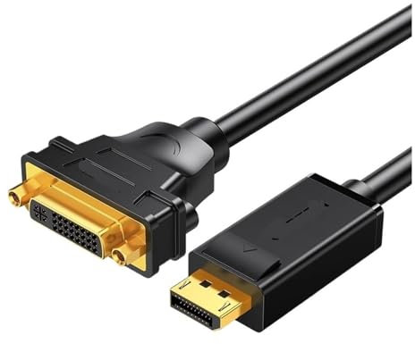 OMTUWORZ Adaptador DP a dvi, Cable de Monitor, Ordenador, Interfaz displayport Grande, conversión de Tarjeta gráfica(0.2m Male to Female Adapter Cable)
