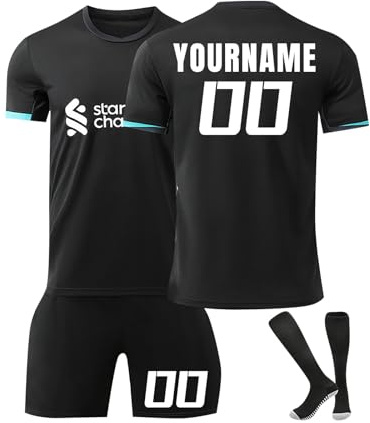 LILIHOT Fantrikot Fußball Trikot Kinder Benutzerdefiniertes T-Shirt und Shorts & Socken 3 Teiliges Set,Personalisiertes Hause/Auswärts Fußballtrikot für Erwachsener,Anzug Atmungsaktiv Trainingsanzug