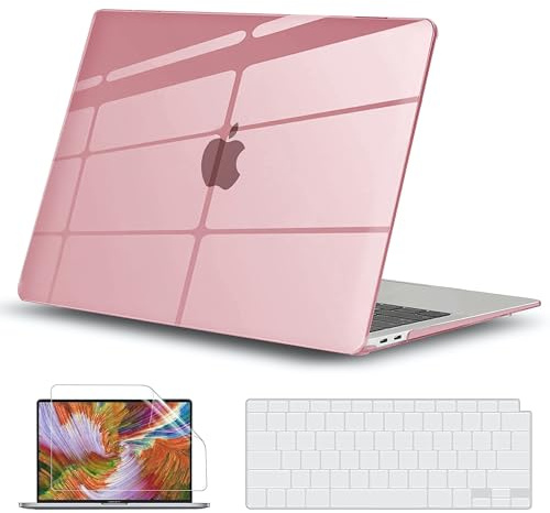 GVTECH Case for MacBook Air 13.6 inch 2026 2025 2024-2022 Release M5 A3449 M4 A3240 M3 A3113 M2 A2681, Plastic Hard Shell & Keyboard Cover & Screen Protector, Transparent Pink
