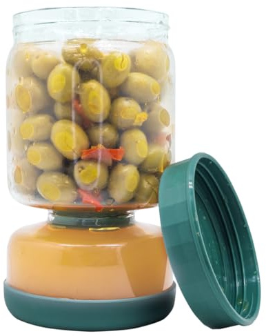 NERTHUS FIH 1541 bocal verre pour pickles système inversé séparation liquide couvercle hermétique base silicone 900 ml sans BPA PFAS idéal conservation aliments