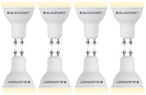 BLAUPUNKT GU10 LED Leuchtmittel 5W (50W) 500lm 2700K Warmweiß, 8er Pack | Sparset, entspricht 50W, 100 Grad Ausleuchtung, Flimmerfrei, Augenschonend - für Wohnräume und Flure und Restaurants
