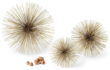 Philippi - RICCIO Deko-Sterne - EPL-beschichteter Stahl, Festliche Dekoration, Golden, Handgefertigt, Stachlige Kugel-Optik (Stern L)