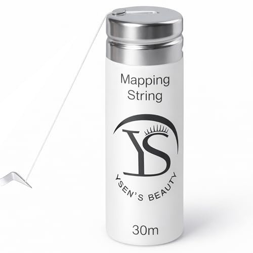 YSEN’S Fil de Mapping Sourcils Pré-Imprégné 30 m – Pour Coloration & Teinture des Sourcils, Microblading & PMU – Brow Mapping String Professionnel – Noir, Blanc, Rose