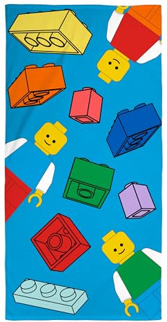 Offiziell Lizenziertes Lego® Handtuch | Superweiches Gefühl, Design „Colourblock“ | Perfekt für Zuhause, Bad, Strand & Schwimmbad | 100% Baumwolle | Einheitsgröße 140 × 70 cm | Blau