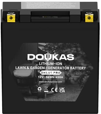 DOUKAS DKLU1 PRO Lithium LiFePO4 Rasenmäher-Akku, 12 V, 3,2 Ah, 450 CCA Generatoren, kompatibel mit Aufsitz-Gartentraktor, passend für Craftsman, John Deere, Cub Cadet, Husqvarna