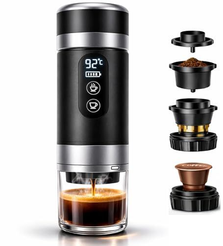 Cafetera Portatil Capsulas compatible Nespresso Dolce Gusto y Café Molido - Versión Mejorada 2026 - Coffe Machine - Maquina de Cafe Portátil Multicapsulas Universal 20 BAR Con Pantalla LED y 80ml