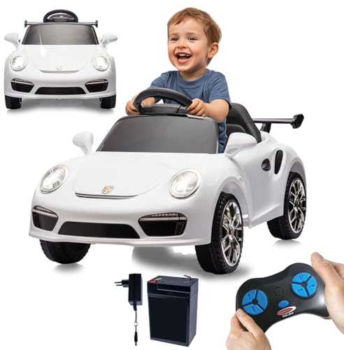 JAMARA 461873 Ride-on RUF CTR3 Club Sport 2,4GHz Li-Power 12.6, Elektroauto für Kinder ab 3 Jahre, Kinderauto elektrisch, Lenkrad Fahrzeug, Geschenkidee, Licht, 2 Gang, Gaspedal