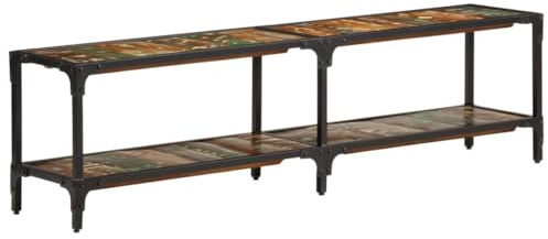 PUGYNBK Mobile TV in legno massiccio anticato, 150 x 30 x 41 cm, con telaio in ferro verniciato a polvere e pratico ripiano per ordine e spazio