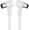 CABLEPELADO Cable antena TV macho hembra, cable coaxial antena de TV, Cable antena TV 90º acodado, Cable televisión, decodificador, HDTV, DVB-T2, DVB-C, DVB-S, TV y Radio, 75 Ohm, Blanco, 2.5 metros