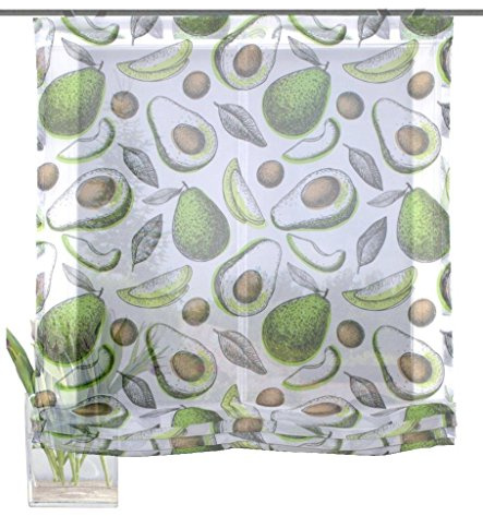 Home fashion 069501-6807 Raffrollo Digitaldruck, Polyester, Grün, 140 x 80 cm