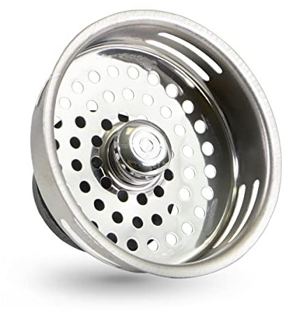 HIGHCRAFT 9843 Stainless Steel Kitchen Sink Strainer Basket-Replacement for Standard Drains (3-1/2 Inch) -Universal Style Rubber Stopper