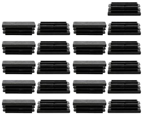 sourcingmap 21pcs 15 x 40mm Plastic Rectangle Ribbed Tube Inserts End Cover Cap Furniture Glide Chair Feet Floor Protector Black