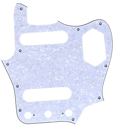 Musiclily Pro 10 Löcher Pickguard Gitarren Schlagbrett für MIJ Fender Japan Jaguar,4 lagig White Pearl