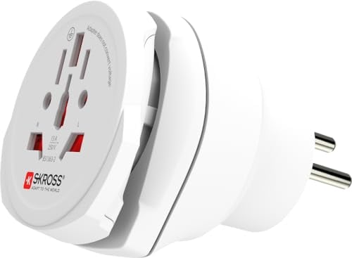 SKROSS Combo World to UK Travel Adapter - Universal Adapter for 2- & 3-Pole Devices from 220+ Destinations, Swiss-Engineered for UK Sockets (White)
