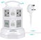 Retractable Tower Extension Lead with 4 USB Slots (5V/3.1A), GLCON 6 Way Multi Plug Extension Sockets with 3M Extension Cable, plug tower power tower with Switches for Home Office