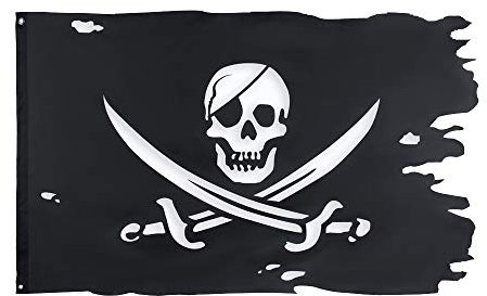 Jack Rackham Flagge, 90 x 120 cm, Breitschwert, alter Totenkopf, Knochen, Piraten-Banner, gruselig, zerlumpt