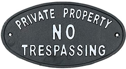 AB Tools Private Property No Trespassing Cast Iron Sign Plaque Door Wall House Gate Post