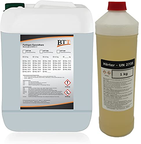 BTT-BA Epoxidharz Bodenbeschichtung RAL 7035 für 100m² Außen Fliesenlack Betonfarbe Estrichfarbe Balkonfarbe Betonplattenfarbe Terrassenfarbe Gehwegfarbe Gießharz Epoxy