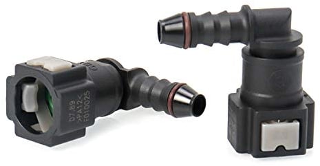 QWORK® - Attacco rapido carburante, connettore rapido a 90 gradi, Plastica Connettore Femmina 7.89mm ID6, 2 pezzo