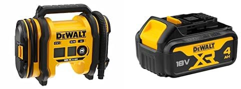 Dewalt DCC018N-XJ Akku-Kompressor DCC 018 N 18 Volt Triple Source Inflator, Black/Yellow & 18V XR Lithium-Ion Battery