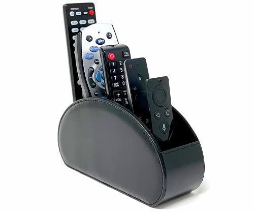 Super and Social - Remote Control Holder/Storage, Desk Caddy Organiser | 5 Compartments Ideal For TV, Blu-ray, DVD, Media Streamer Remotes | Armchair Caddy and Sofa Organiser | Phone Holder