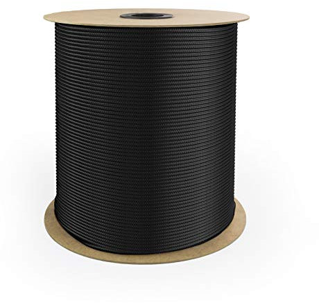 DQ-PP Cuerda de polipropileno | 5 mm | 200 m | cuerda de polipropileno negro | Capacidad de carga hasta 244 kg Tauwerk PP trenzado cuerda textil cuerda de amarre cuerda cuerda de plástico trenzado