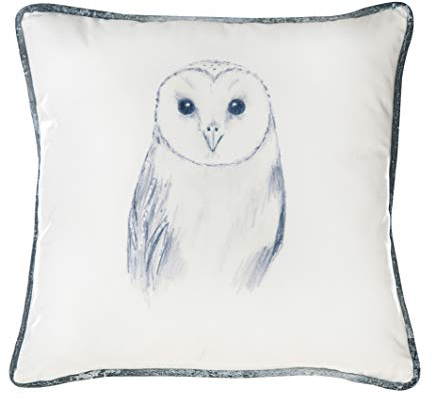 GILDE - 45066 - Kissen, Stoff, Eule, Schneeeule, 45cm x 45cm, mit Reißverschluß