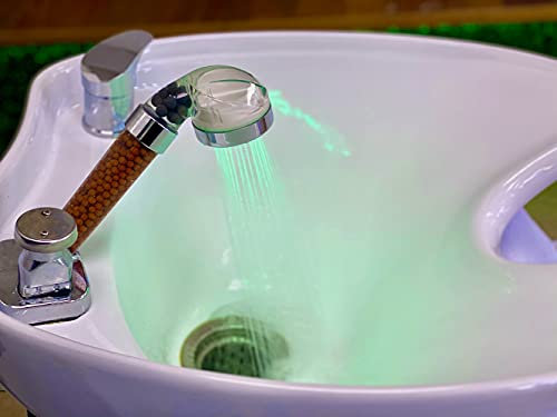 Pommeau de douche LED à changement de couleur, pommeau de douche haute pression, avec 3 filtres ioniques à changement de couleur contrôlés par la température pour cheveux secs et frisottis
