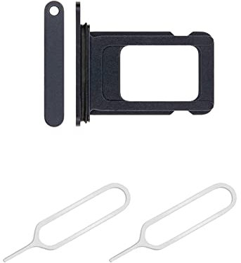 THE TECH DOCTOR Replacement Single Sim Tray Card Slot for iPhone 12 Mini with 2x Sim Pin Open Ejector Tool (Black)