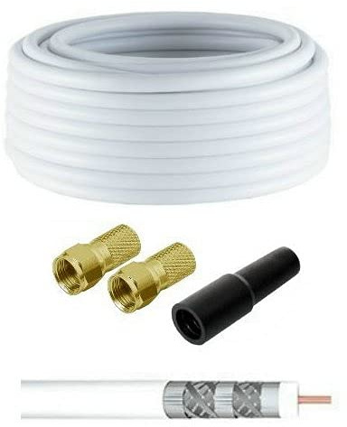 30m Sat Kabel 8,4mm F-Stecker Gold Gummitülle 140dB 6fach CCS Innenleiter Weiß 4k 8K HQ Qualität