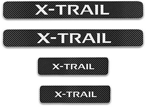 Qirc Auto Einstiegsleistenschutz Kohlefaser für X-Trail, Willkommen Türschwellenschutzaufkleber für Auto, Dekorative Modellierung Zubehör (Weiß)